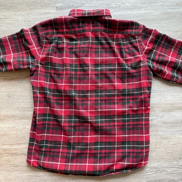 Vintage Eddie Bauer Men’s Medium Flannel Shirt Red Plaid Button Down Relaxed Fit - Picture 5 of 9